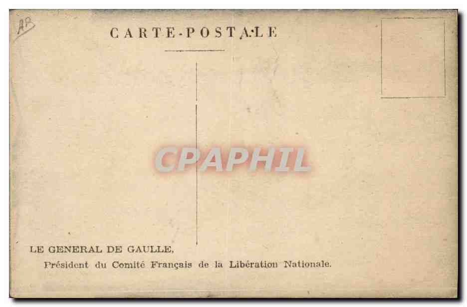CPM Militaria General de Gaulle President du Comite Francais de la Liberation Nationale — Rückseite