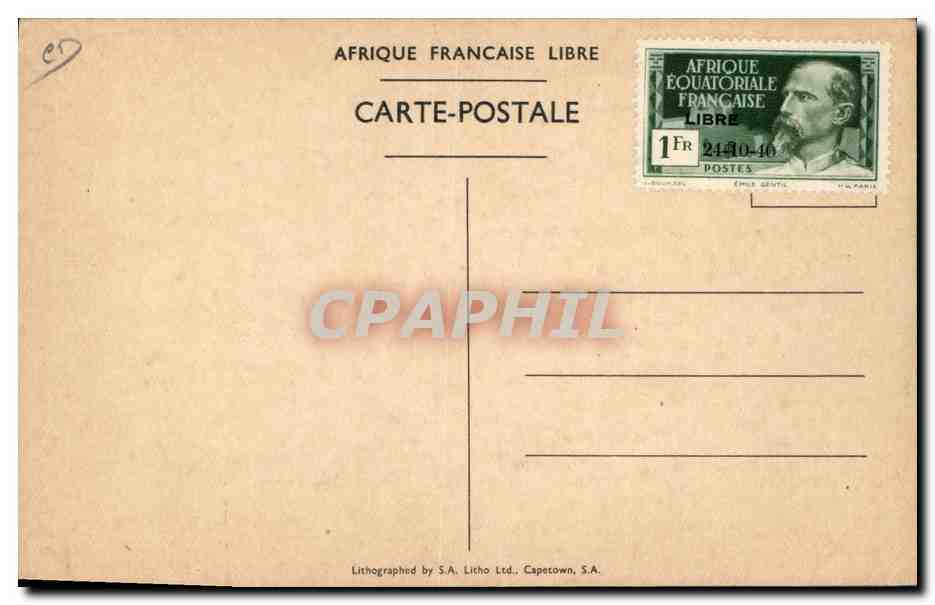 Brazzaville (A.E.F.) — Llegada del General De Gaulle a la capital de la Francia Libre — 24 de Octubre de 1940 — Reverso