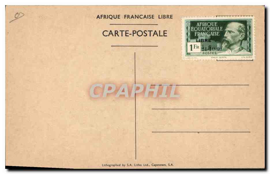 Brazzaville (A.E.F.) — Llegada del General De Gaulle a la capital de la Francia Libre — 24 de Octubre de 1940 — Reverso