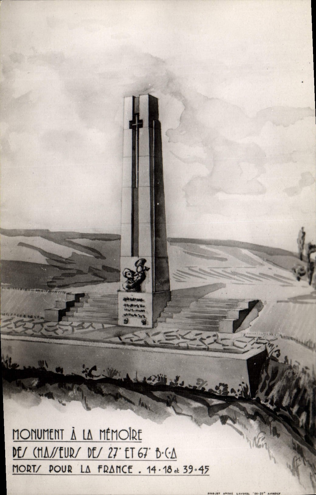 CPM Militaria Monument a la memoire des chasseurs des 27 et 67eme CA morts pour la France