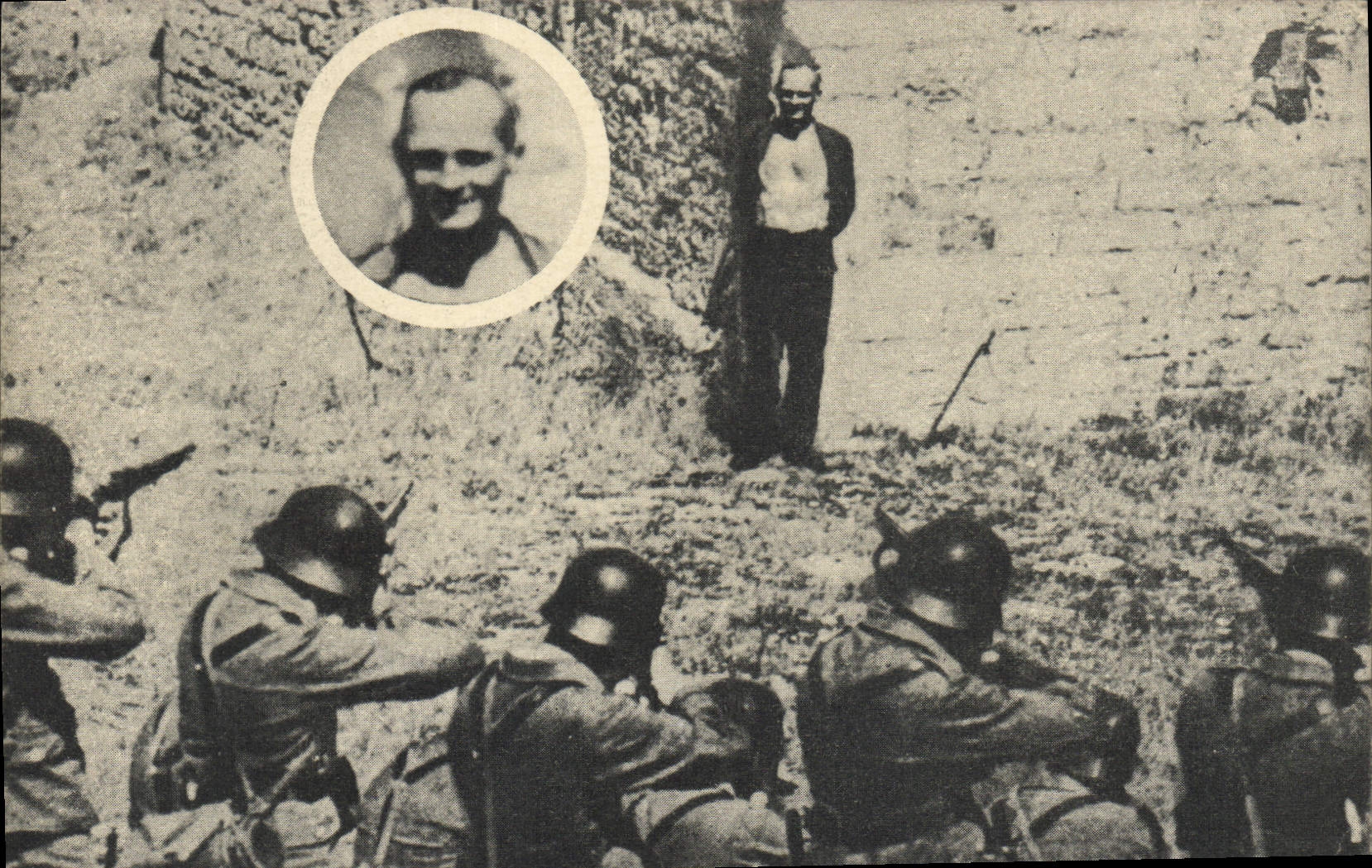 Hombre fusilado — Símbolo de todos los héroes — Editado por los Combatientes por la Libertad - Anverso
