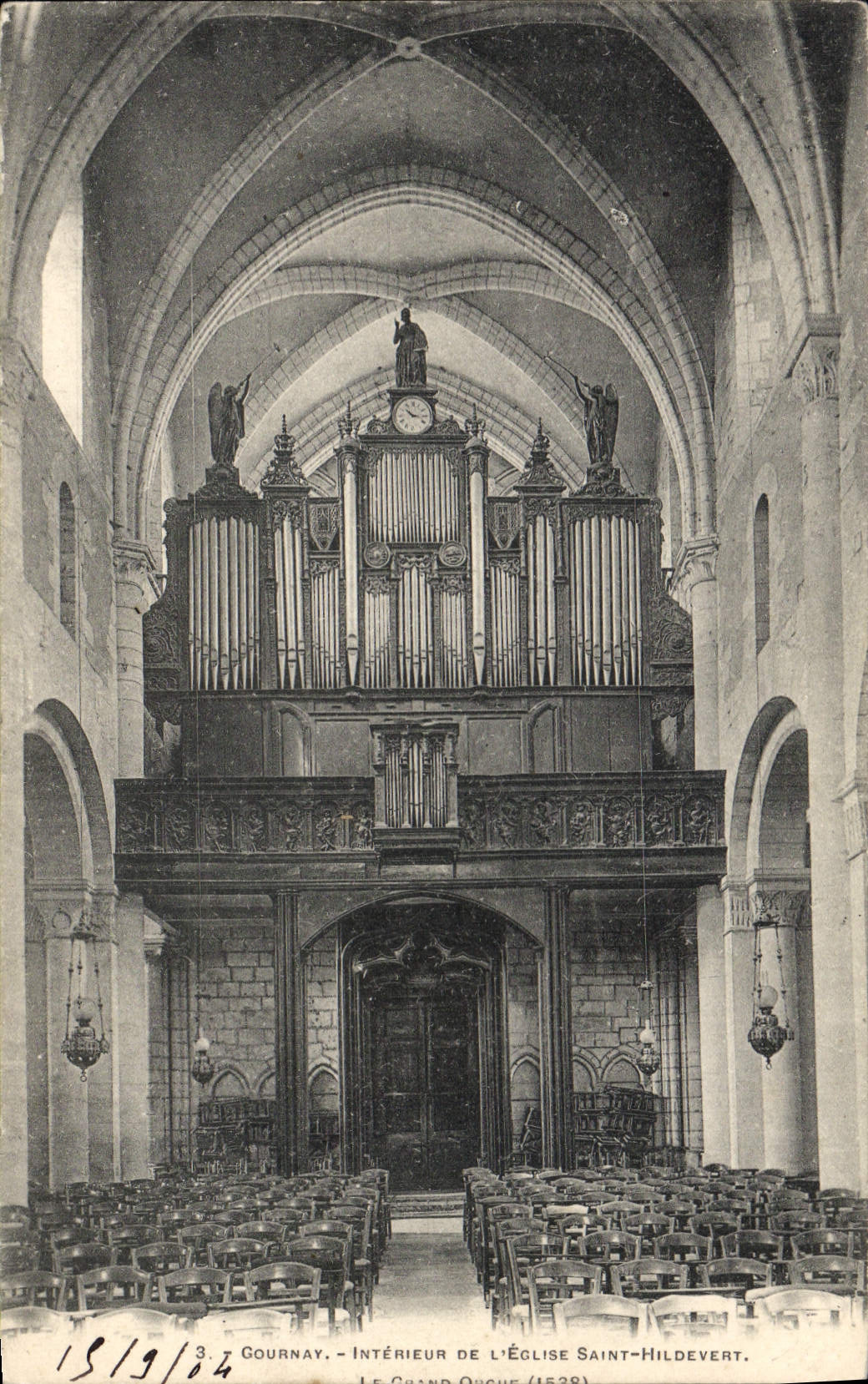 Gournay - Intérieur de l'église Saint-Hildevert - Le grand orgue (1538)
