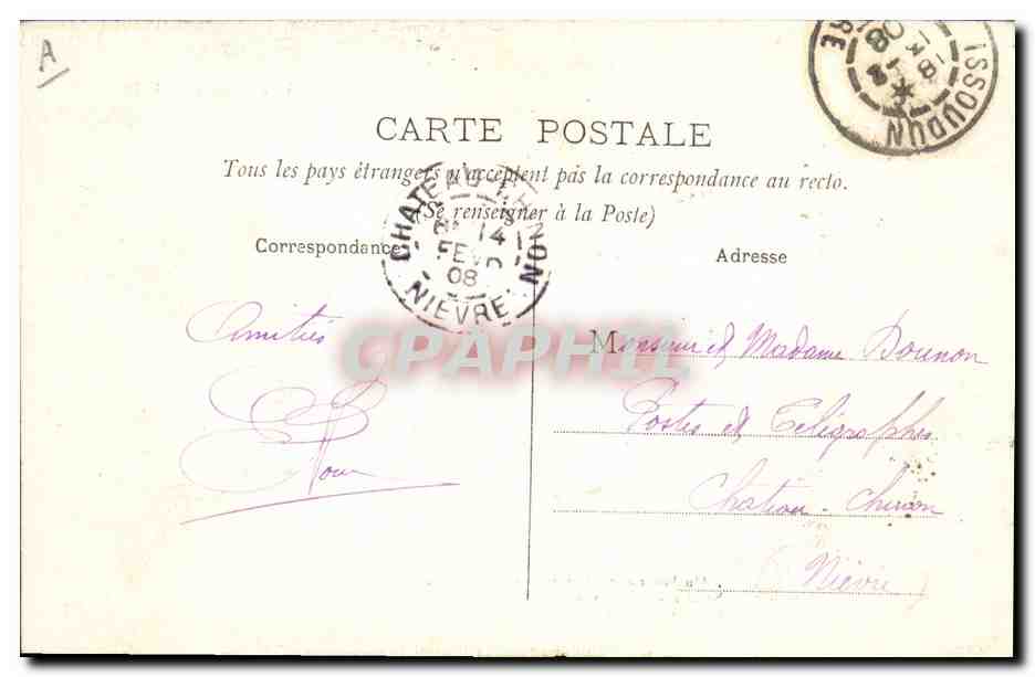 CPA Folklore Scenes du Berry  — Verso