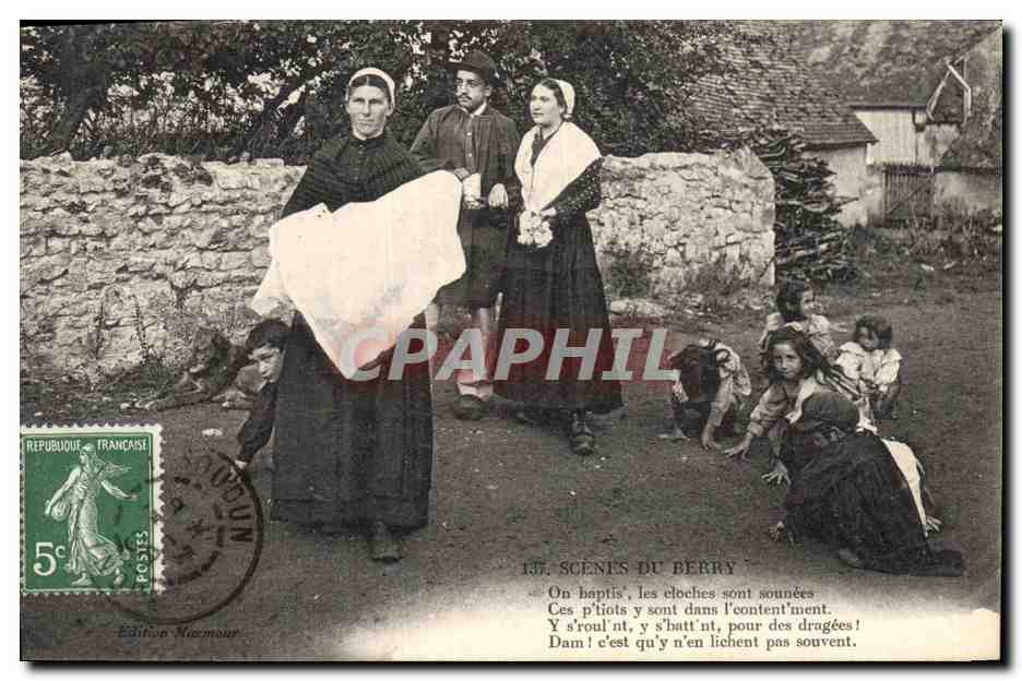 CPA Folklore Scenes du Berry Enfants