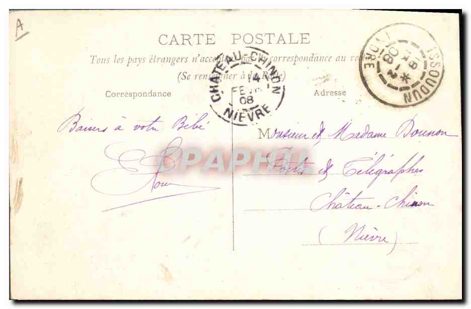 CPA Folklore Scenes du Berry Enfants — Verso