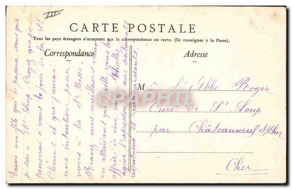 CPA Folklore Types du Berry — Verso
