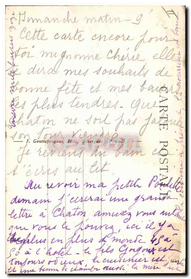 CPA Folklore Auvergne  — Verso