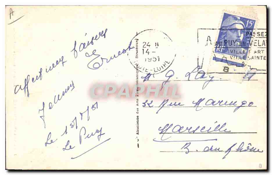 CPA Folklore Le Velay Ancienne et riche coiffure — Verso