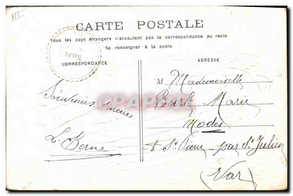 CPA Fantaisie Fleurs Poissosn 1er Avril  — Verso