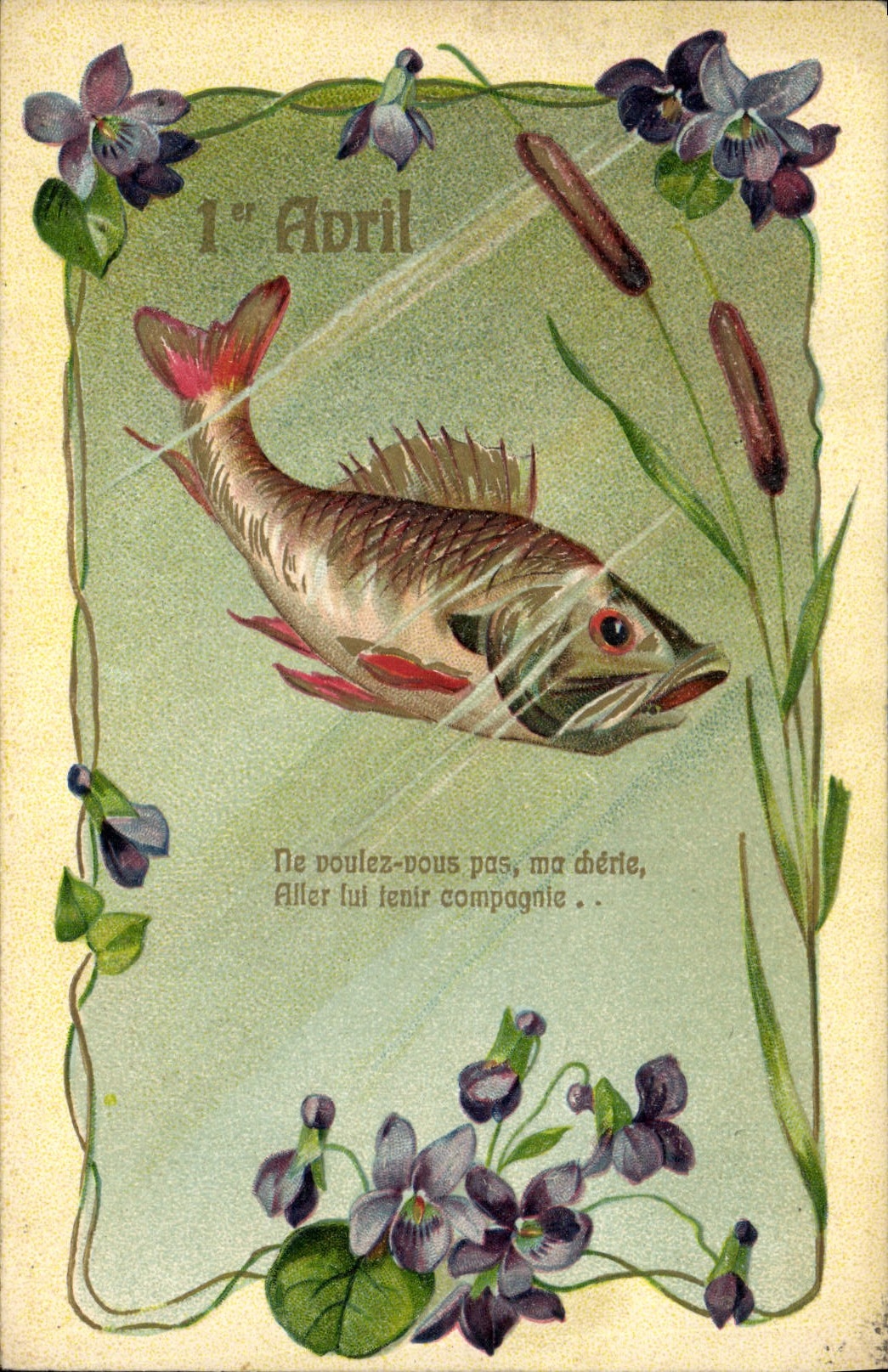 Fisch im Wasser — Aprilscherz — Serie 7924, gedruckt in Deutschland