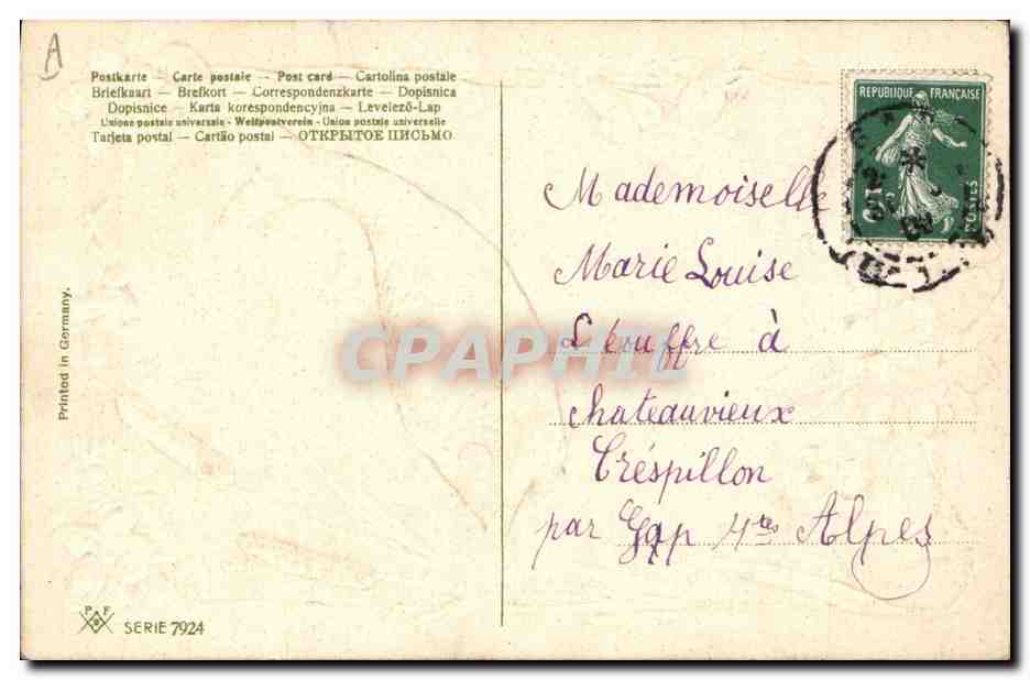 Fisch im Wasser — Aprilscherz — Serie 7924, gedruckt in Deutschland — Rückseite