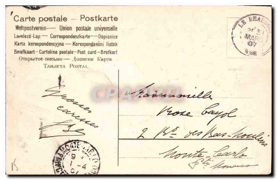 CPA Fantaisie Fleurs Poisson Colombe 1er Avril — Rückseite