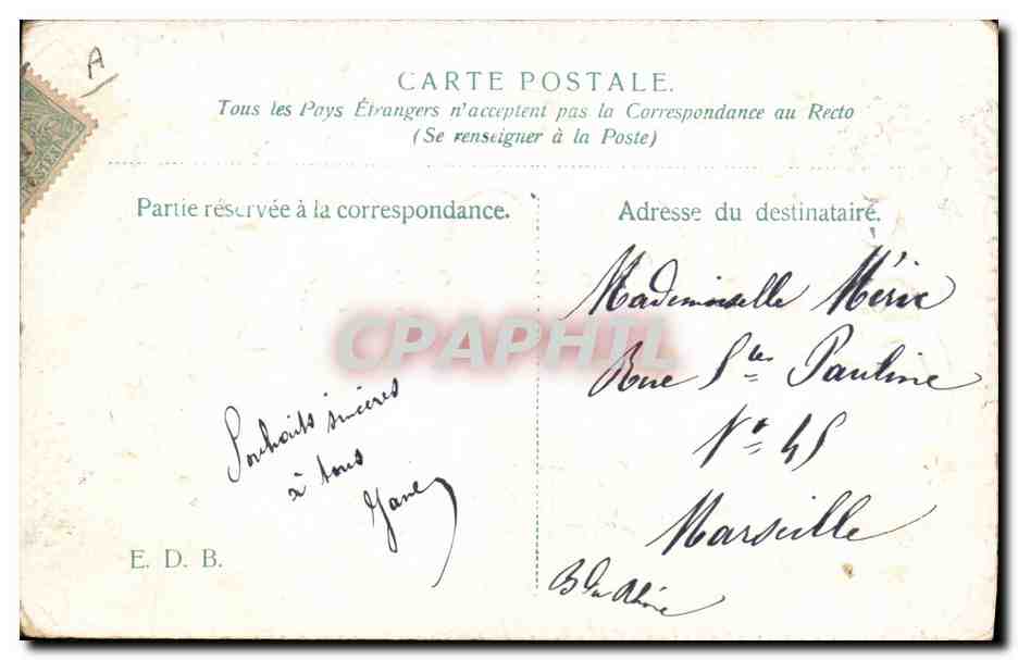 CPA Fantaisie Fleurs Annee 1906 Trefles — Verso