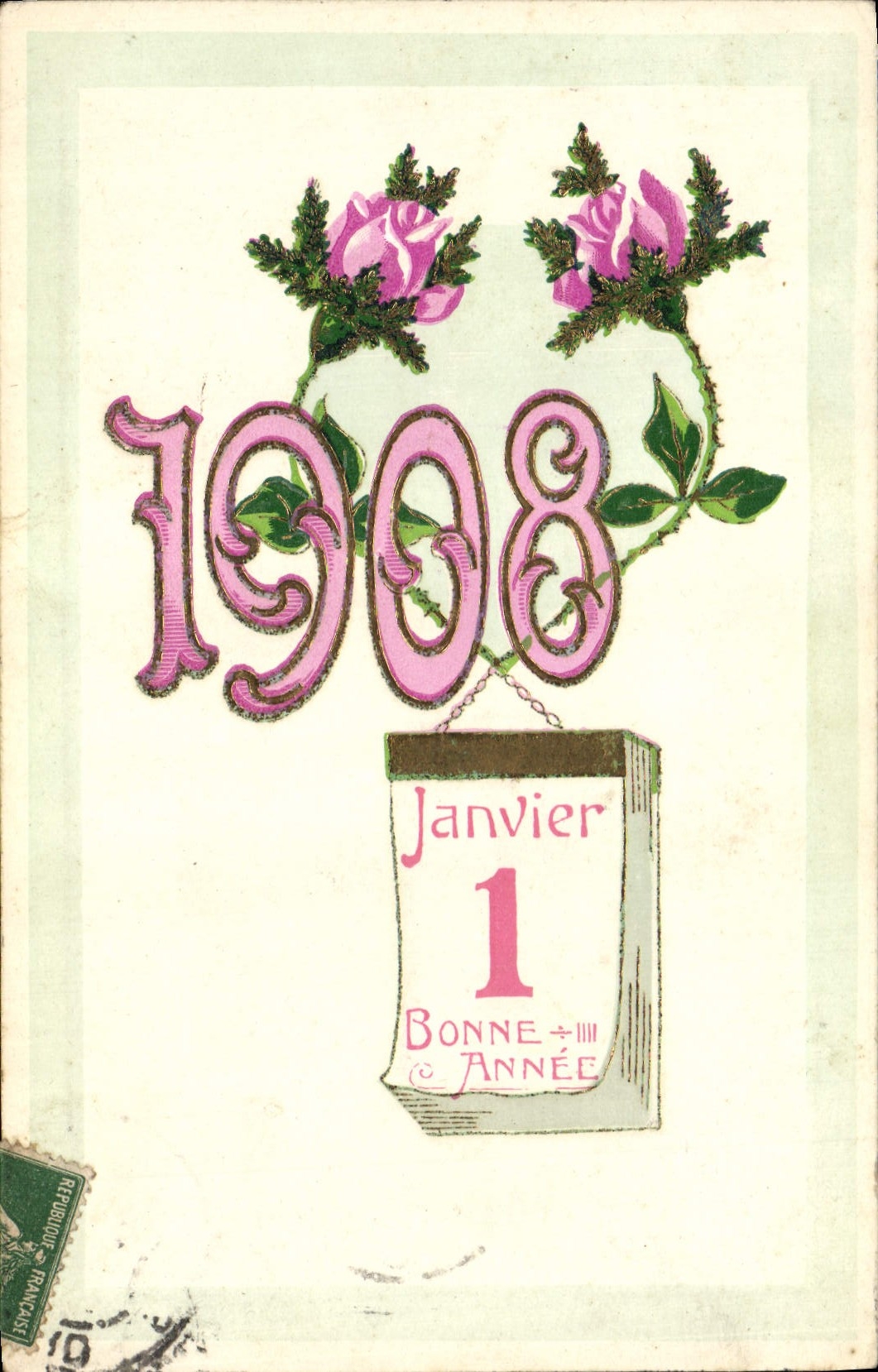 CPA Fantaisie Fleurs Annee 1908