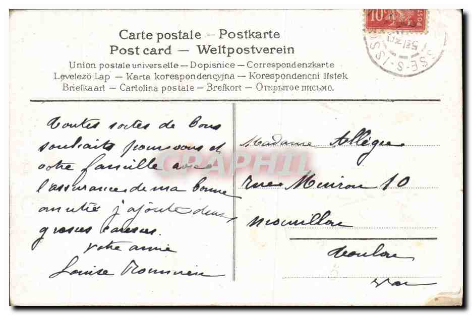 CPA Fantaisie Fleurs Hirondelles — Rückseite