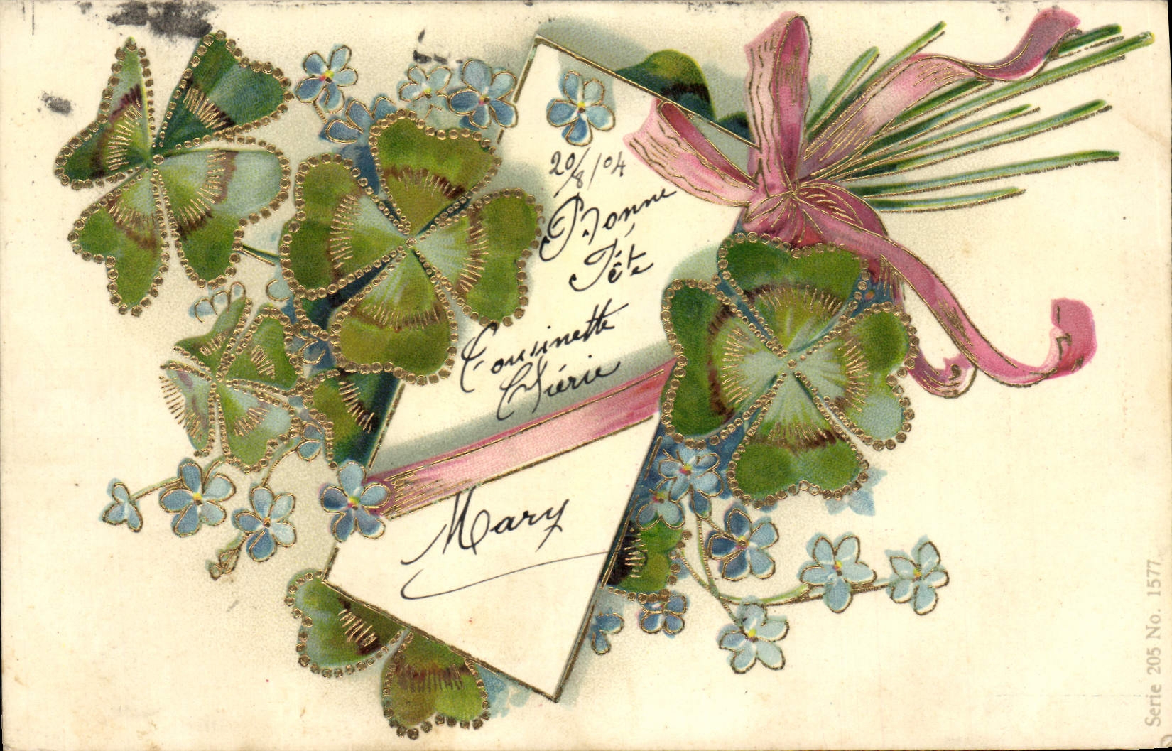 CPA Fantaisie Fleurs Trefles
