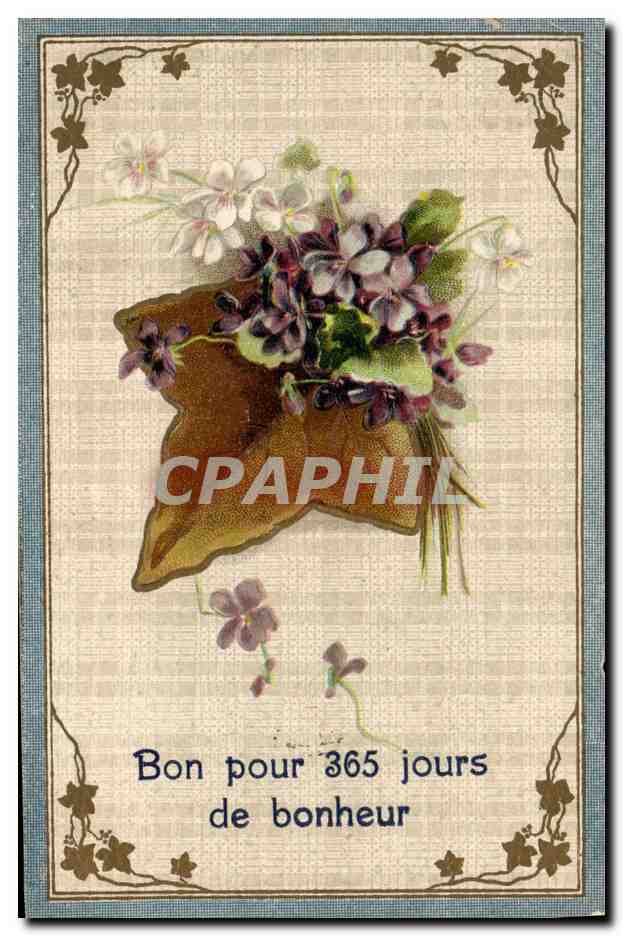 Bouquet de violettes — Bon pour 365 jours de bonheur — Carte postale