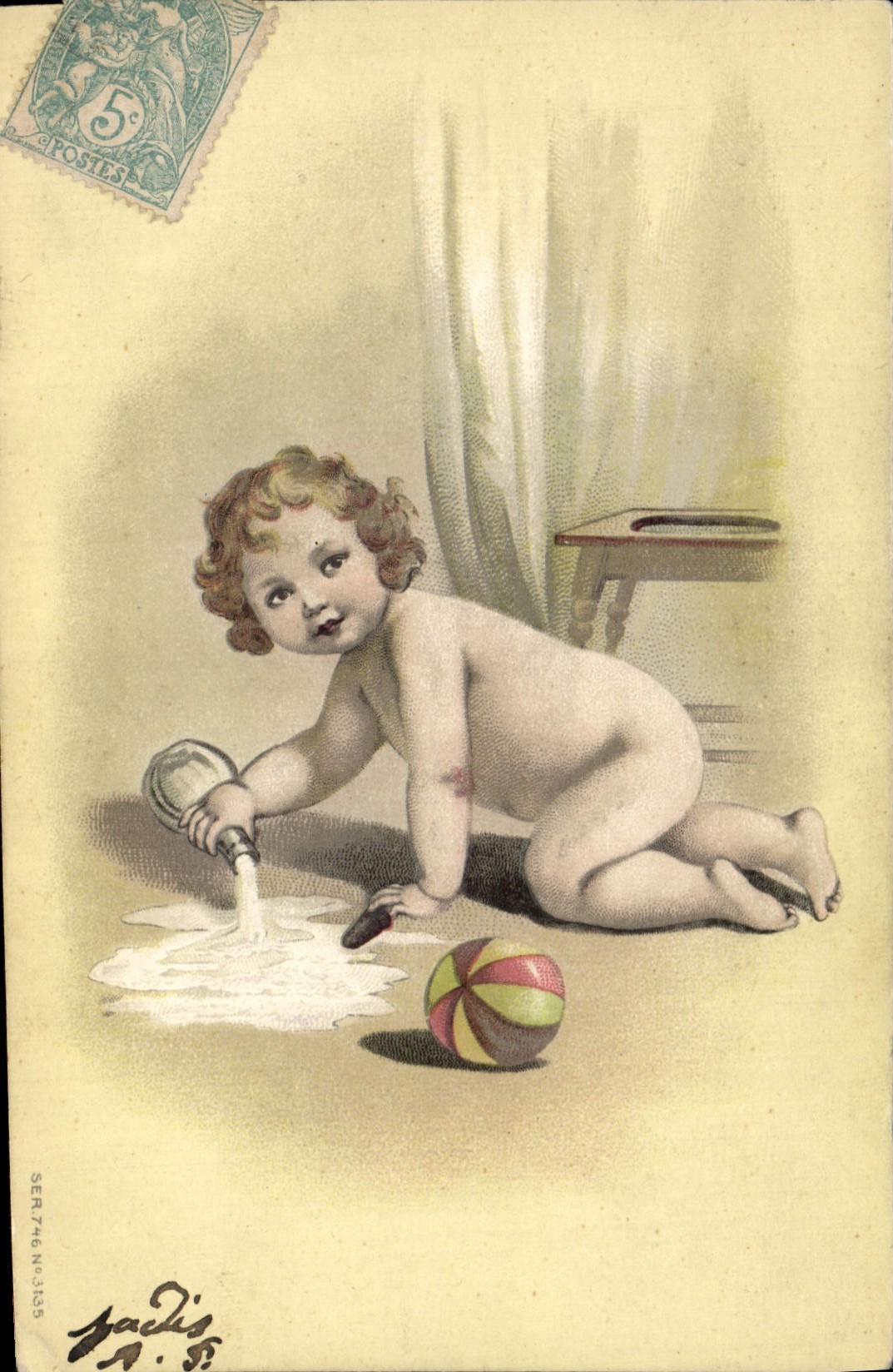 Enfant jouant avec un ballon — Paris, éditeur Jacis, série 746 n°3135