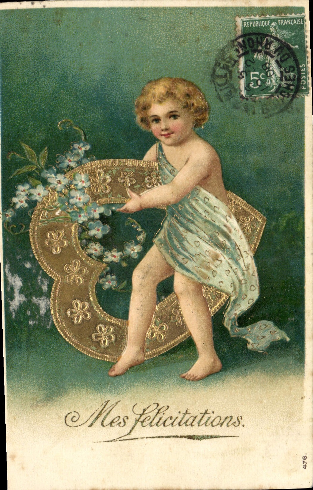 CPA Fantaisie Fleurs Enfant Coeur