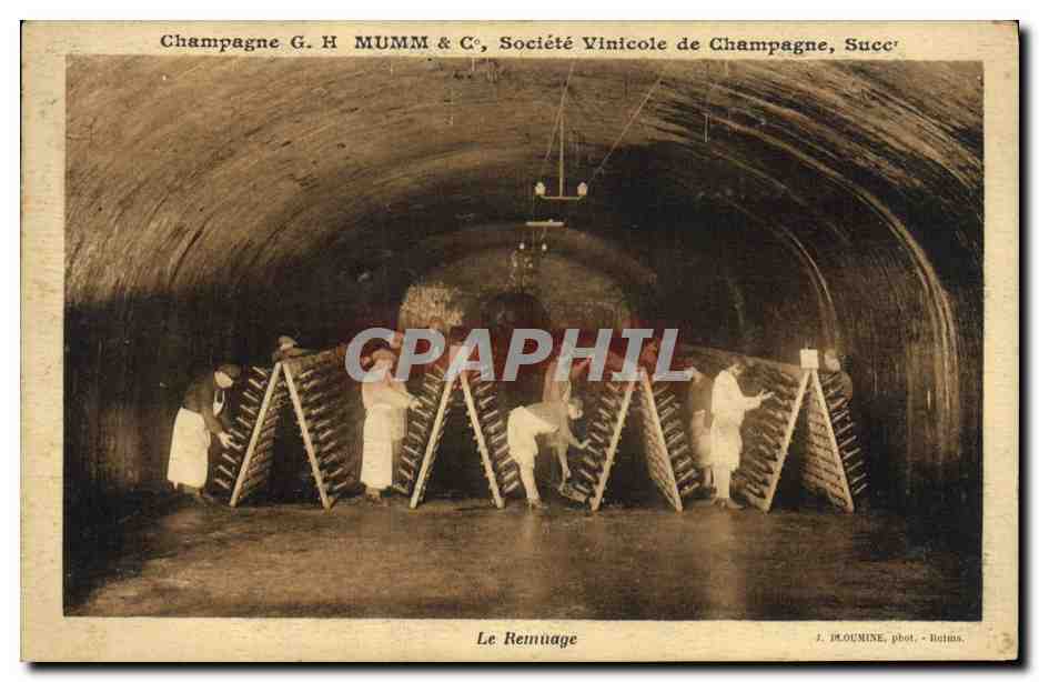 CPA Folklore Vin Vendange Champagne Mumm le remuage
