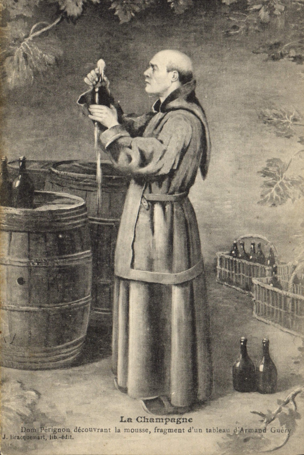 CPA Folklore Vin Vendange Champagne Dom Perignon decouvrant la mousse