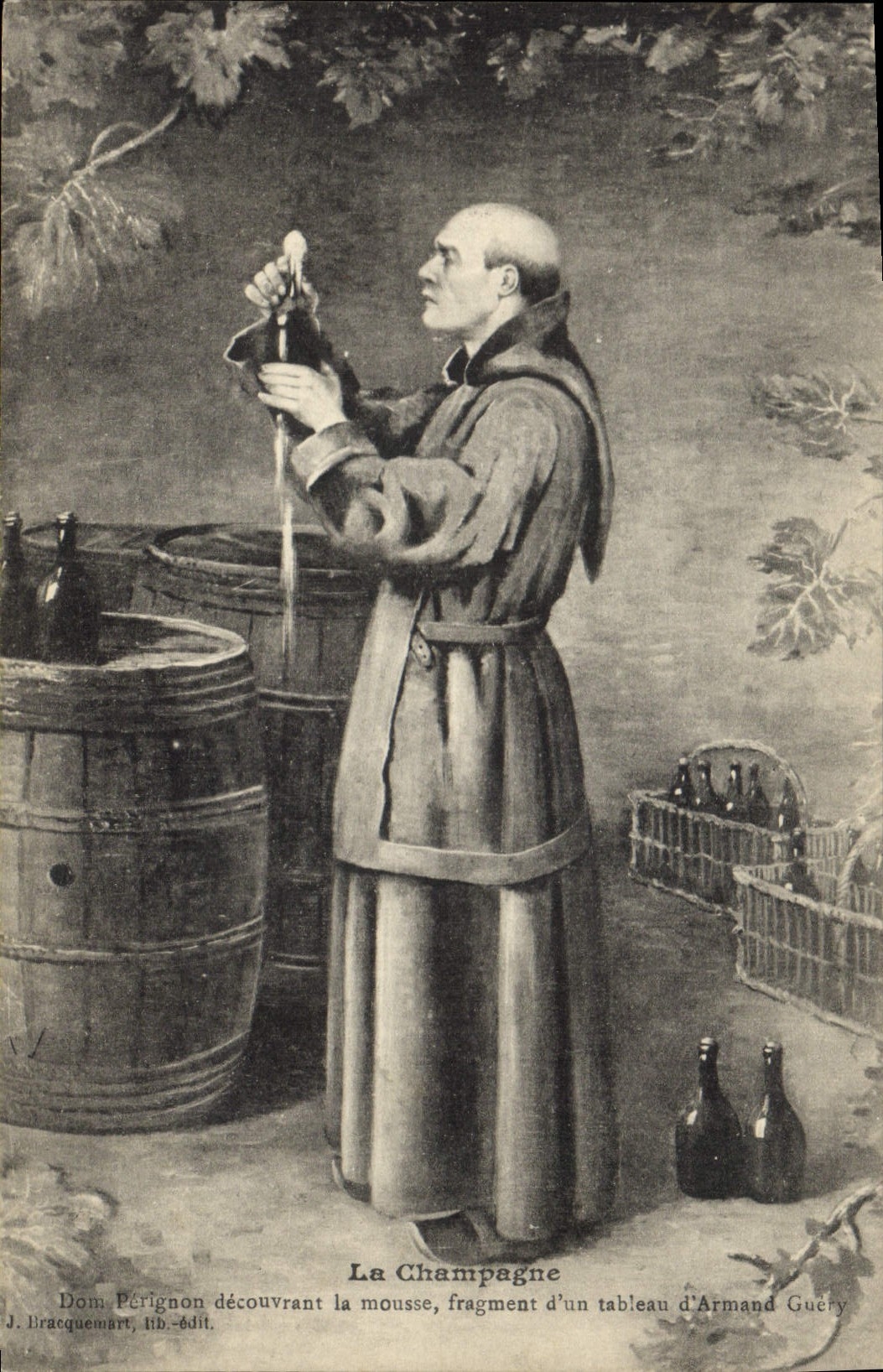 CPA Folklore Vin Vendange Champagne Dom Perignon decouvrant la mousse