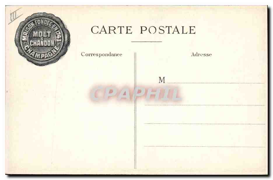 CPA Folklore Vin Vendange Champagne Napoleon 1er visitant les caves de Moet & Chandon  — Rückseite
