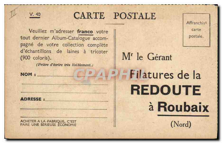 CPA Publicite Tricoteuses Laines de la Redoute Moutons — Rückseite