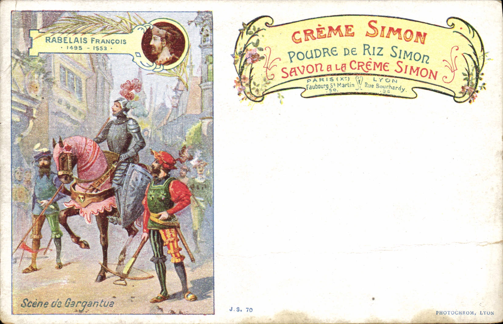 Scène de Gargantua — Rabelais François 1495-1553 — Photochrom, Lyon, n° J.S. 70