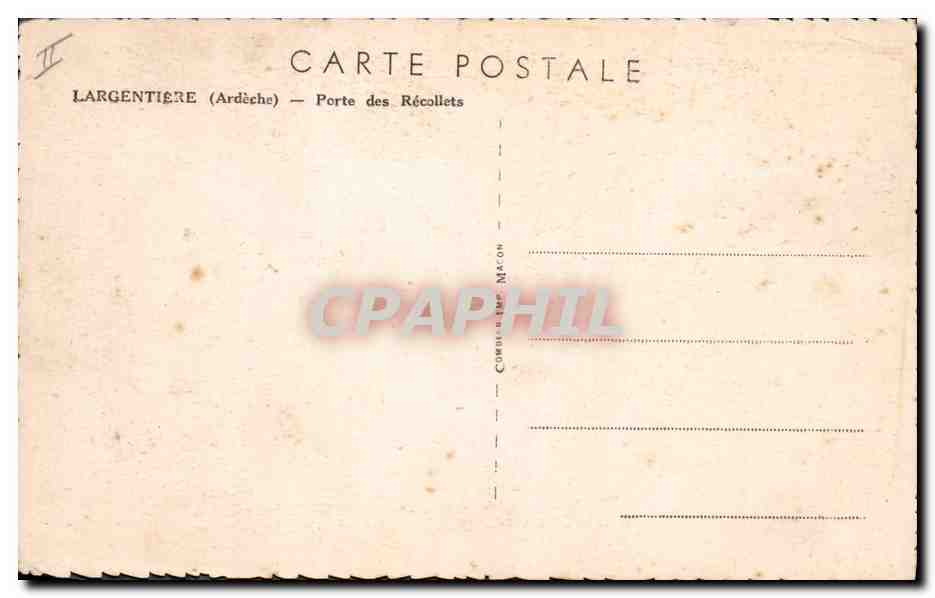 CPA Publicite Largentiere Porte des Recollets Byrrh Deering Hotel de l'Europe — Verso