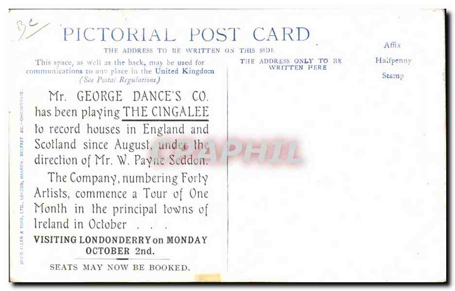 La Cingalee — spectacle de Mr George Dance's Co — éditeur Allen & Sons, Belfast — Reverso