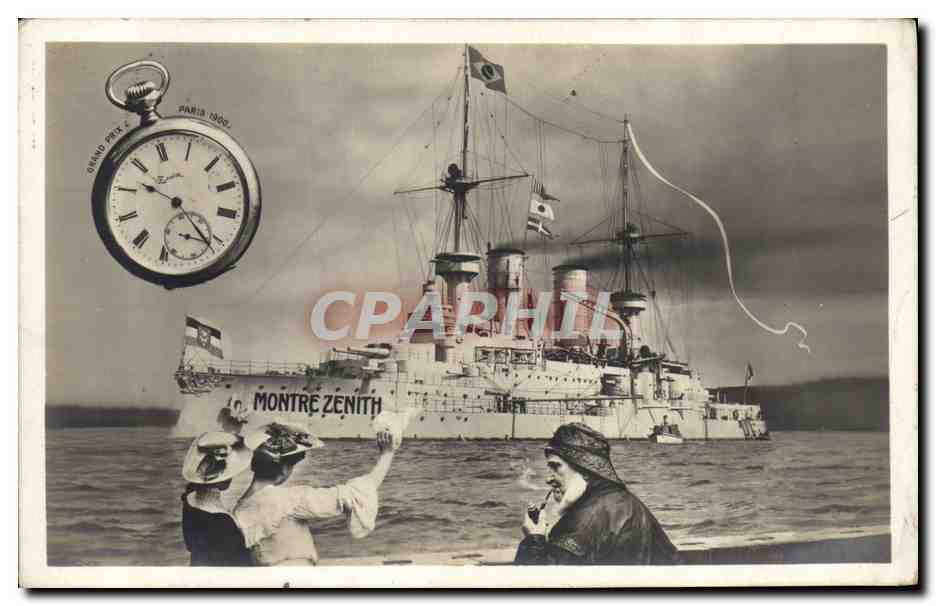 CPA Publicite Montre Zenith Bateau Pipe Besancon 