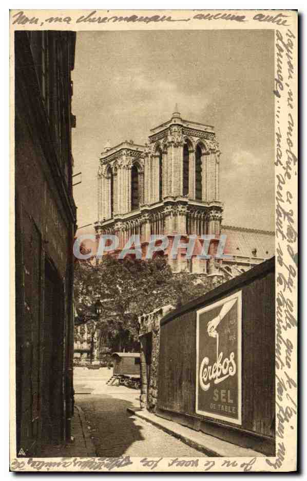 Notre-Dame de Paris — vue depuis une ruelle — éditeur A. RUS, Paris