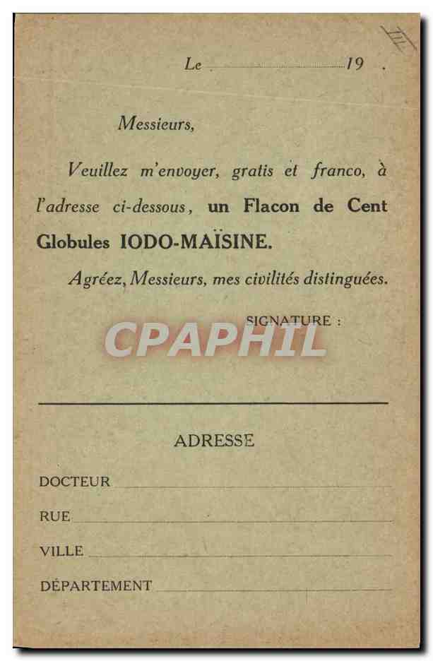 CPA Publicite Salle Iodo Maisine Rue Elzevir Paris 3eme  — Rückseite