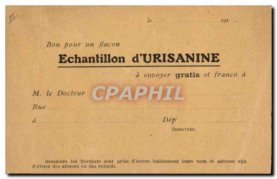 CPA Publicite Laboratoires de L'Urisanine Rue des Martyrs Paris 9eme  — Verso
