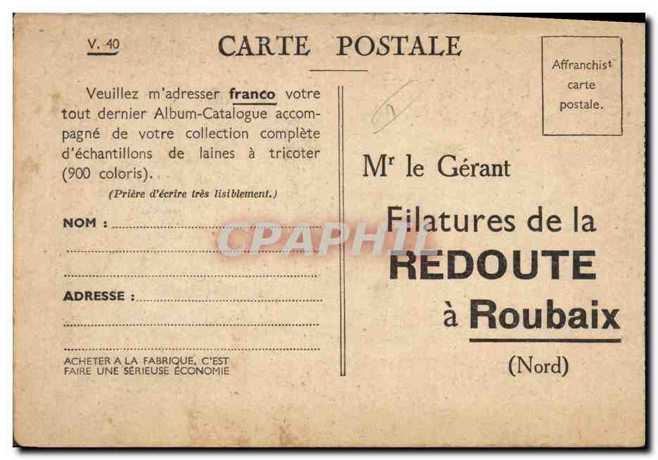 CPA Publicite Tricoteuses Moutons Laines de la Redoute  — Verso