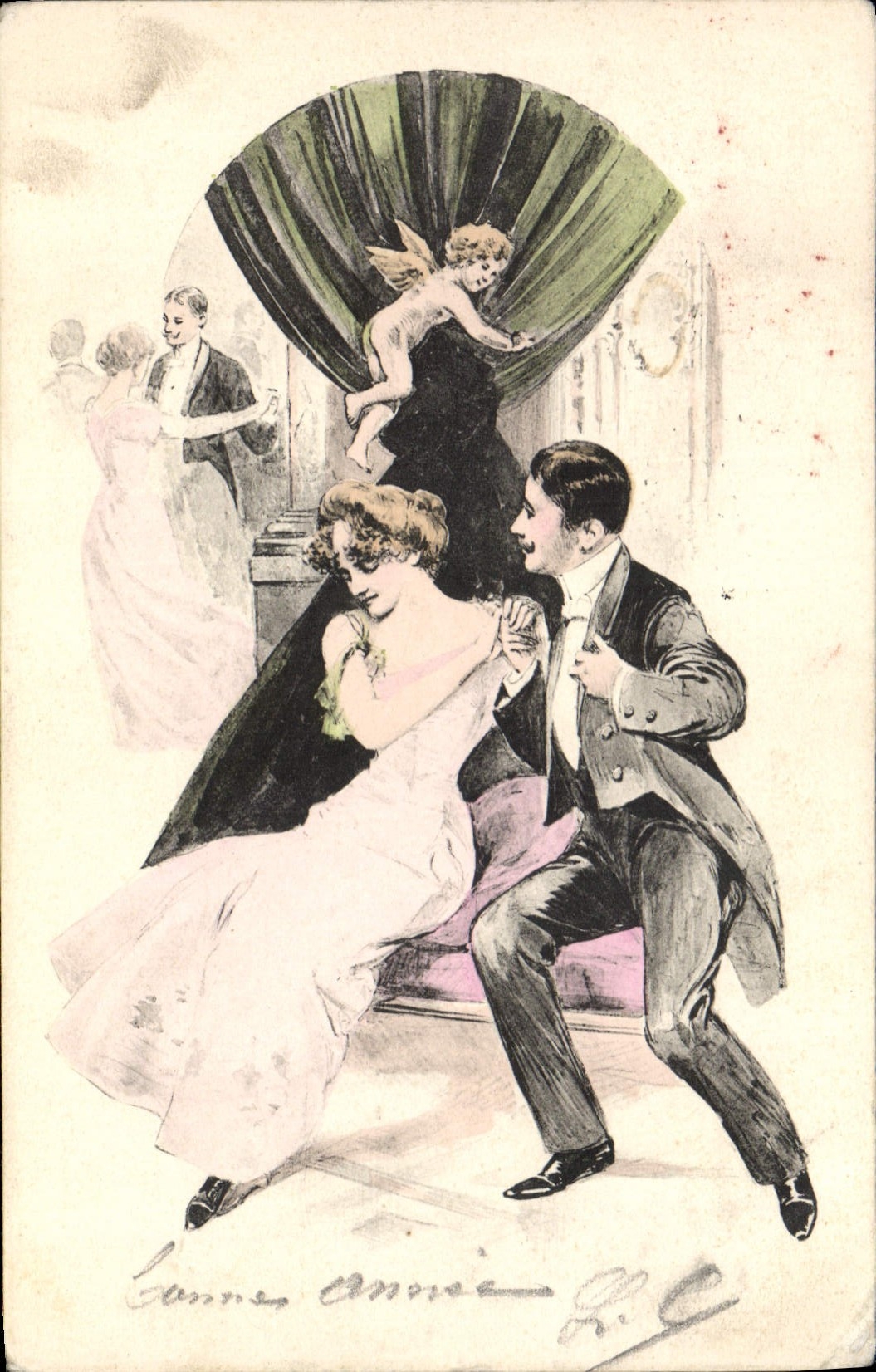 CPA Illustrateur Fantaisie Femme Ange 