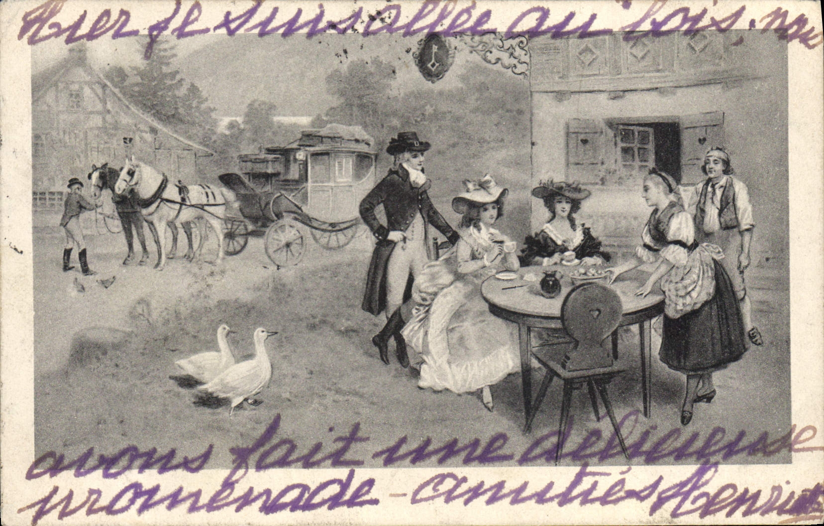 CPA Illustrateur Fantaisie Femmes Caleche 