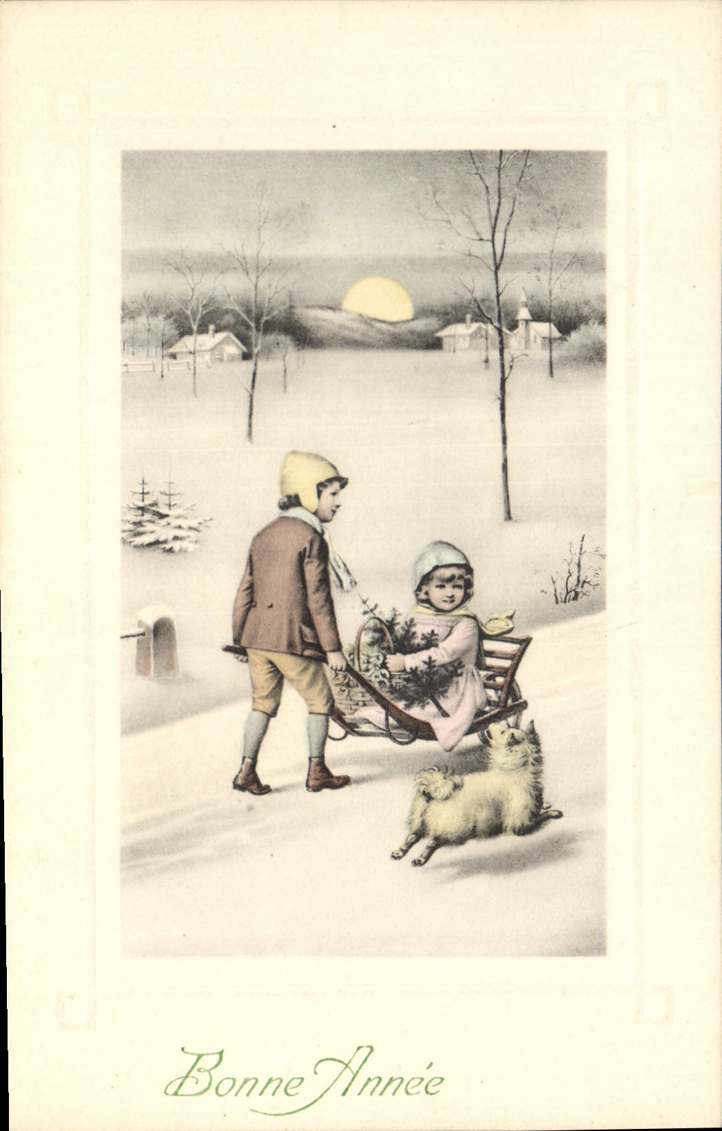 CPA Illustrateur Fantaisie Enfants Chien 