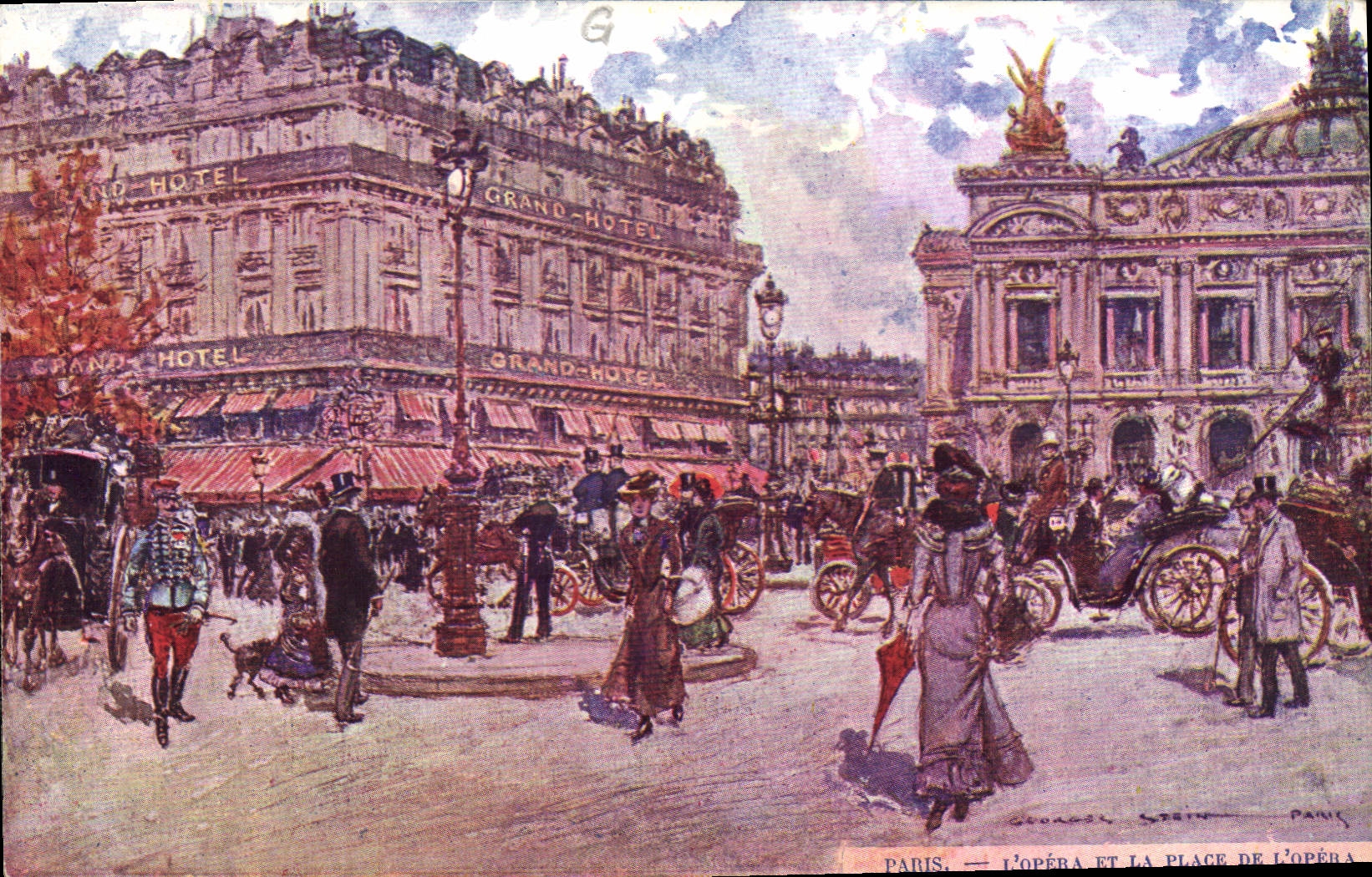 CPA Paris Illustrateur L'Opera et la Place de l'Opera