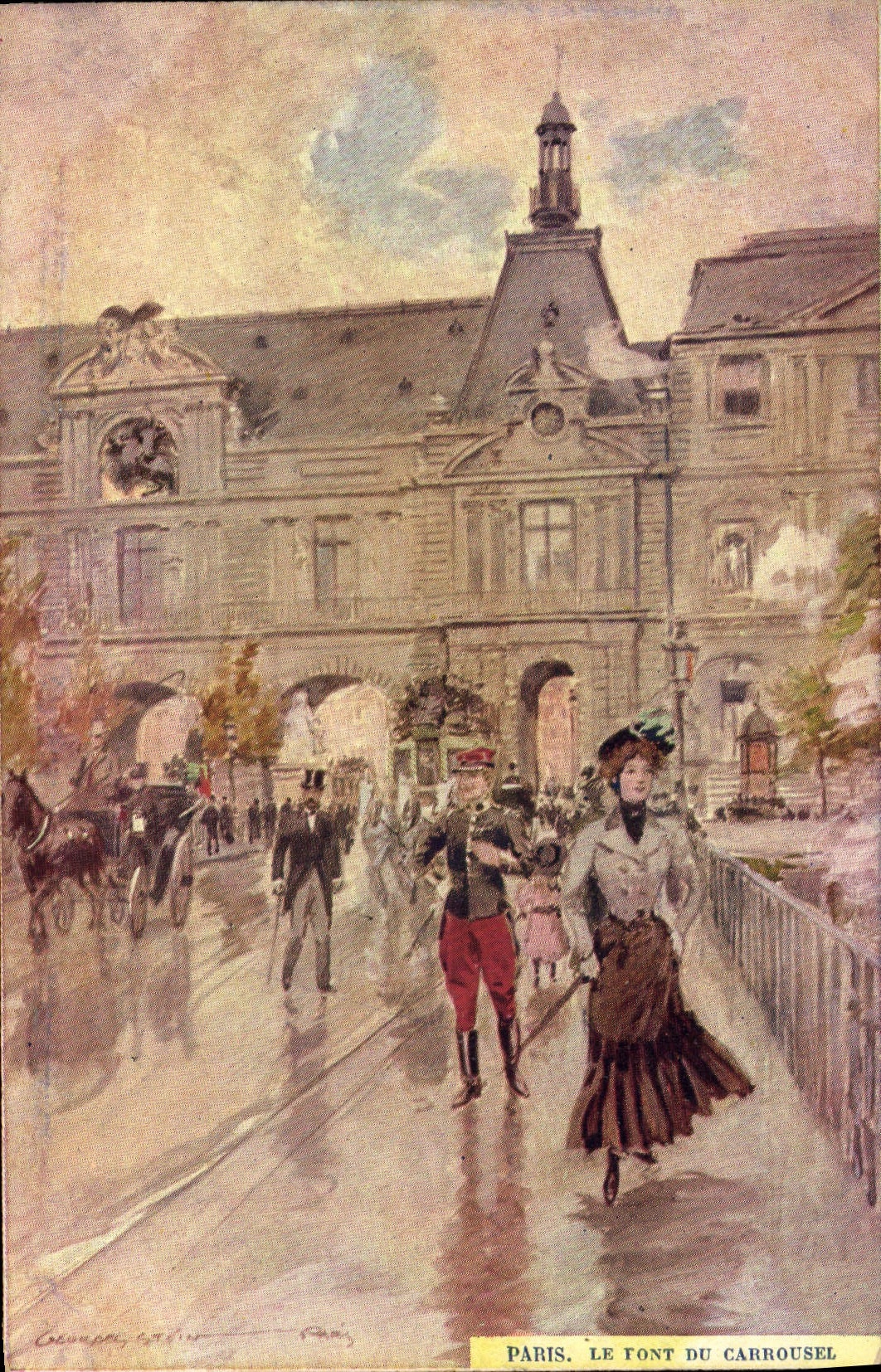 CPA Paris Illustrateur L pont du Carrousel