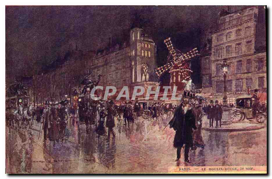 Paris — Le Moulin-Rouge, le soir — sans éditeur ni numéro visible