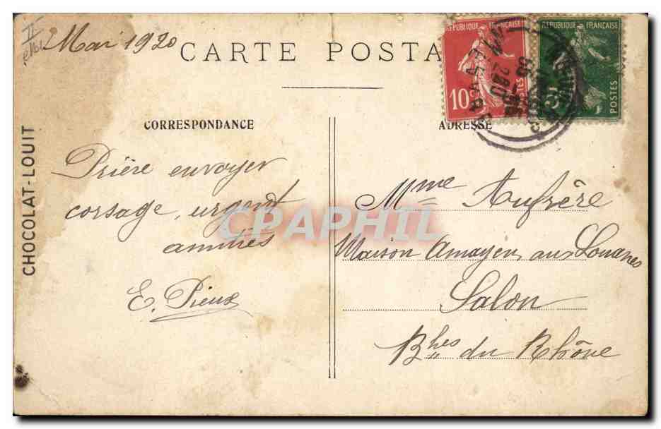 Paris — Le Palais de Justice — Chocolat-Louit — Verso