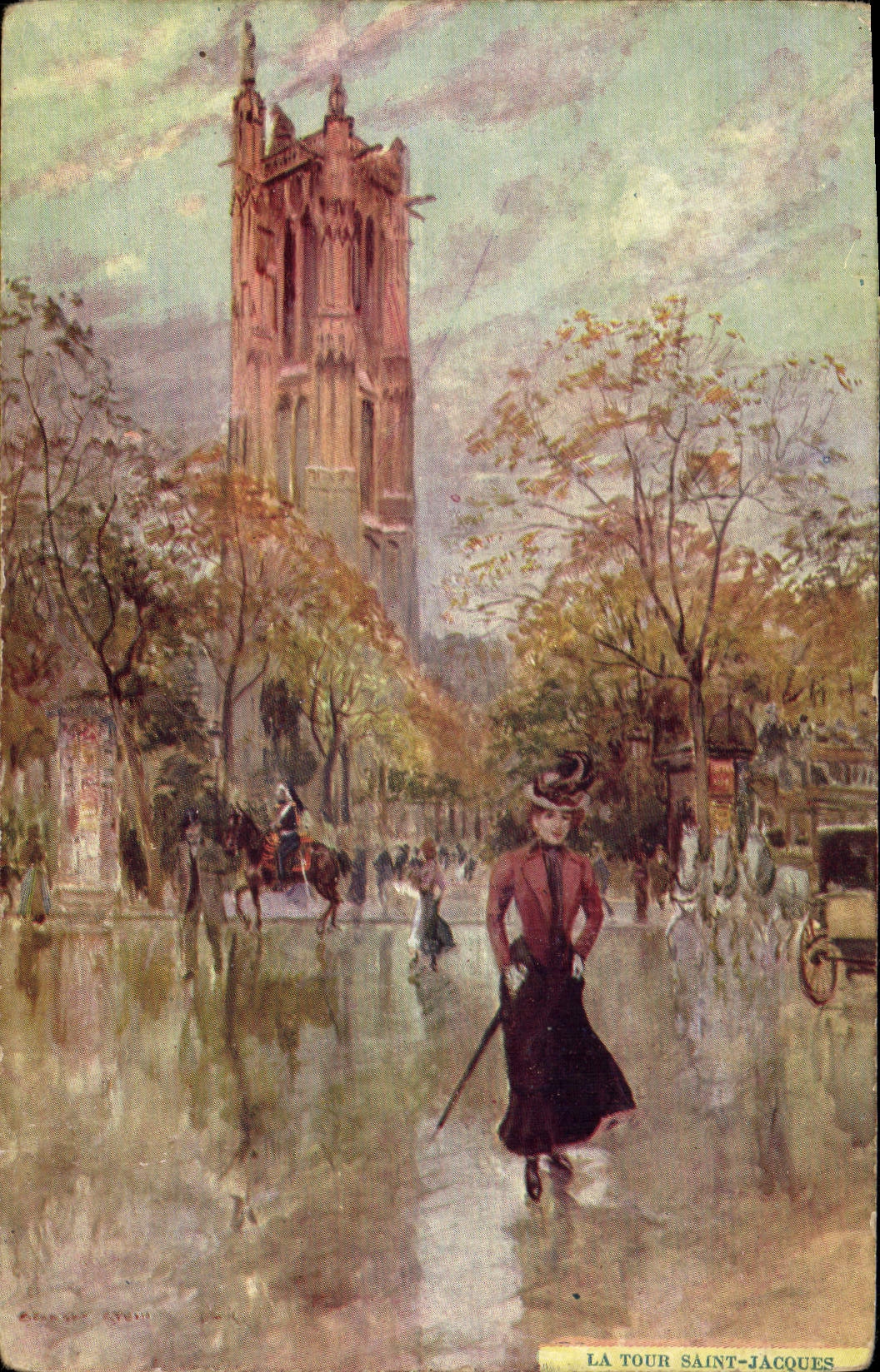 La Tour Saint-Jacques — peinture de Garnier Lyon — éditeur non visible