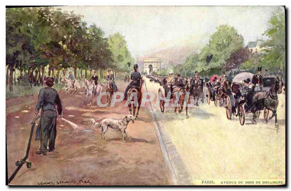 Paris, Avenue du Bois de Boulogne — Gemälde von Georges Stein — Verlag nicht sichtbar