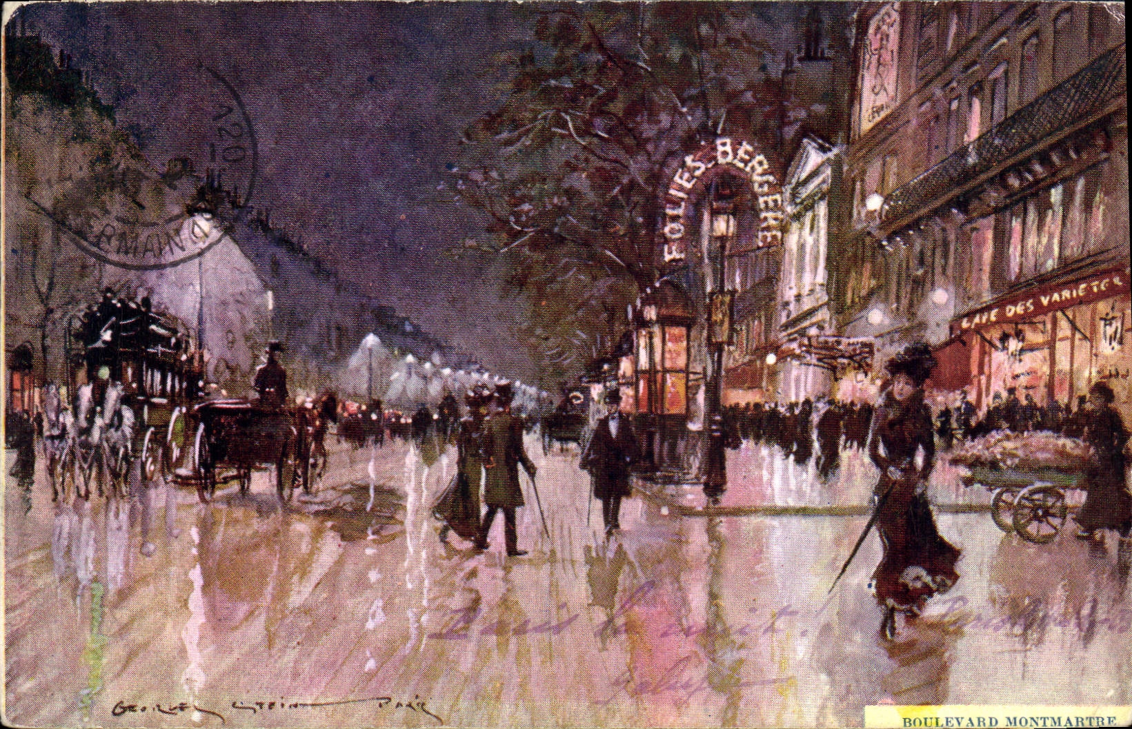 CPA Paris Illustrateur Boulevard Montmartre Folies Bergere