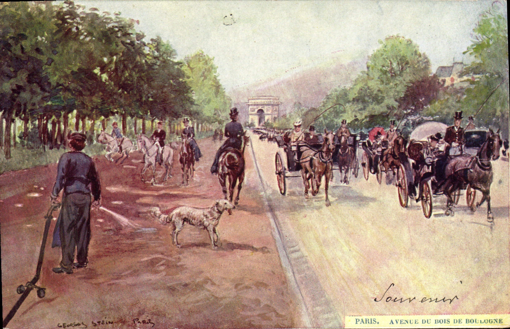 CPA Paris Illustrateur Avenue du Bois de Boulogne