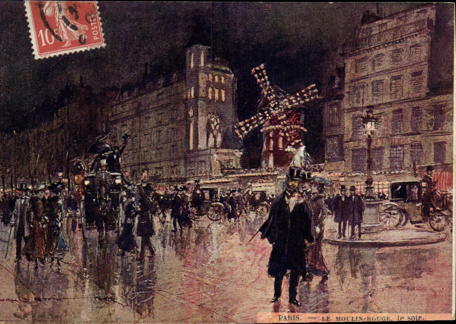 Paris — Le Moulin-Rouge, le soir — Éditeur : L. L. Monton