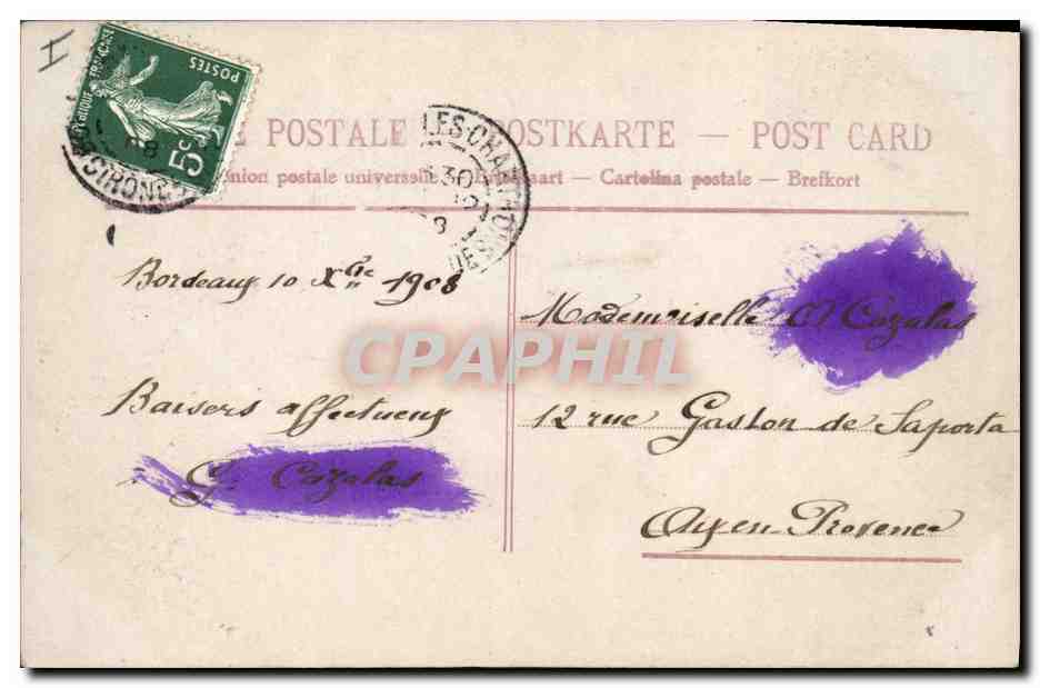 CPA Fantaisie Fleurs Femme Coeur — Verso