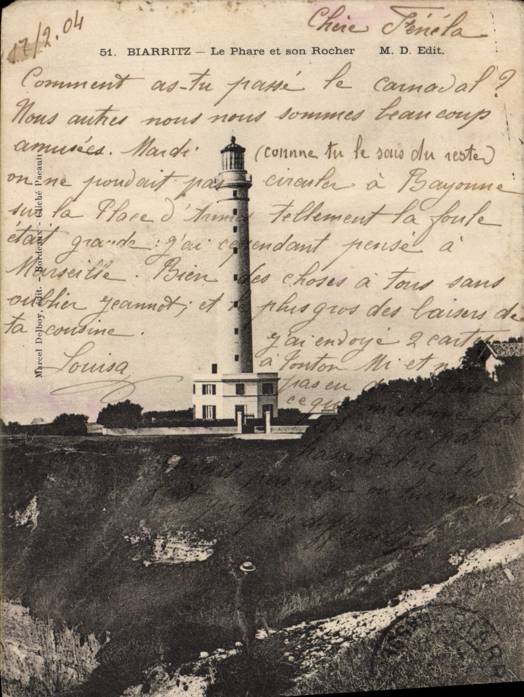 CPA Phare Biarritz Le phare et son rocher
